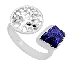 925 silver 5.36cts tree of life sapphire rough adjustable ring size 9 y88377