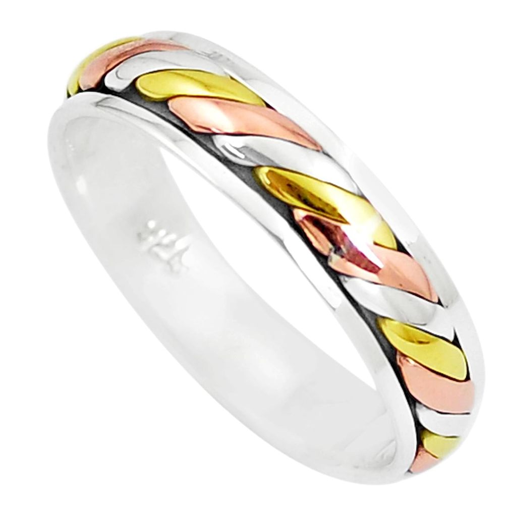 5.29gms 925 silver two tone spinner band meditation ring size 10.5 c21589