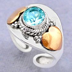 925 silver 1.28cts victorian blue topaz two tone adjustable ring size 6 t74346