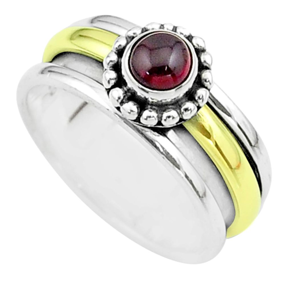 925 silver 0.83cts victorian garnet two tone spinner band ring size 8.5 t51807