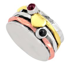 925 silver 0.69cts victorian garnet two tone spinner band ring size 8.5 t81184