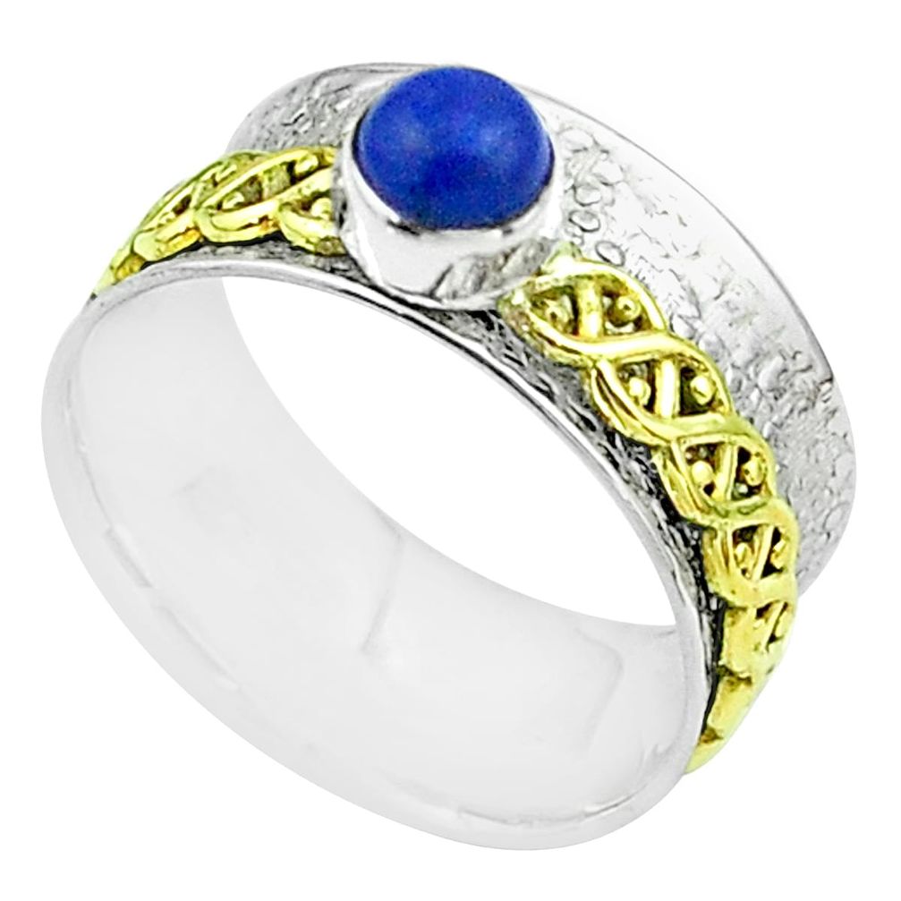 925 silver victorian lapis lazuli two tone spinner band ring size 8.5 t51789