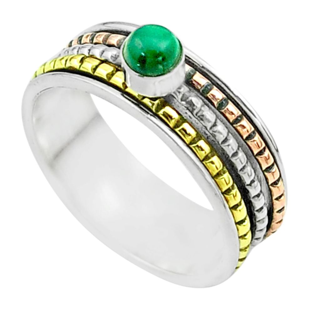 925 silver 0.55cts victorian malachite two tone spinner band ring size 9 t51596