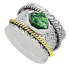 925 silver 2.74cts victorian moldavite two tone spinner band ring size 8 t90189