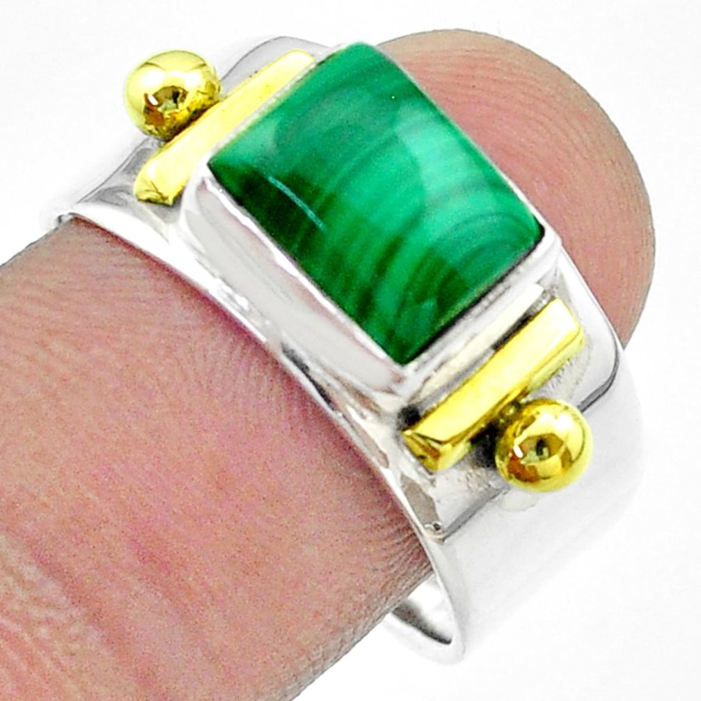 925 silver 3.10cts victorian natural green malachite two tone ring size 9 t57435