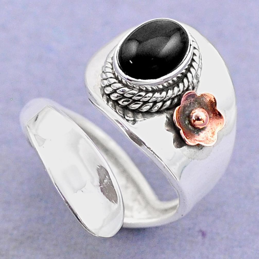 925 silver 2.10cts victorian natural onyx two tone adjustable ring size 6 t74458