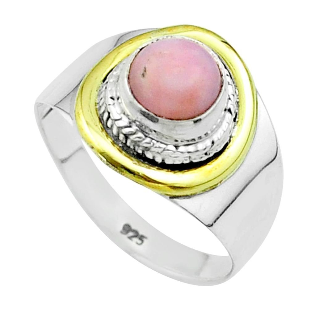 925 silver 2.28cts victorian natural pink opal two tone ring size 8.5 t57404