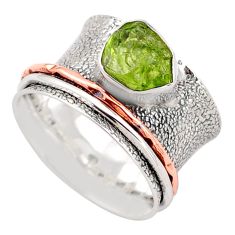 925 silver victorian peridot rough two tone spinner band ring size 6.5 t90119