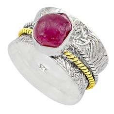 925 silver victorian pink ruby rough two tone spinner band ring size 8 t90176
