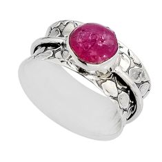 925 silver 3.19cts victorian pink ruby rough two tone spinner ring size 7 y58606