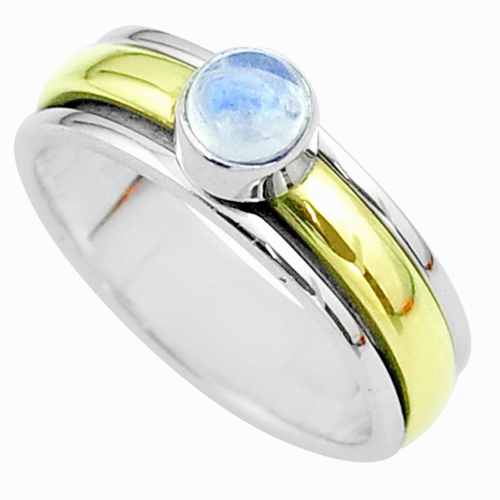 925 silver victorian rainbow moonstone two tone spinner band ring size 9 t51852