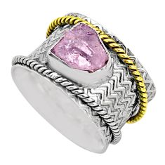 925 silver victorian rose quartz rough two tone spinner band ring size 7 t90184