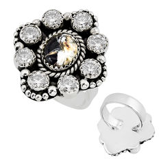 925 silver white buffalo turquoise crystal adjustable ring size 8 c32790