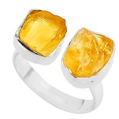925 silver 10.41cts yellow citrine rough fancy adjustable ring size 7.5 t35035