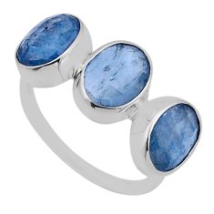 925 sterling silver 8.63cts 3 stone natural blue aquamarine ring size 7 n49627
