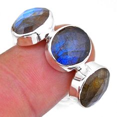 925 sterling silver 10.60cts 3 stone natural blue labradorite ring size 9 n52837