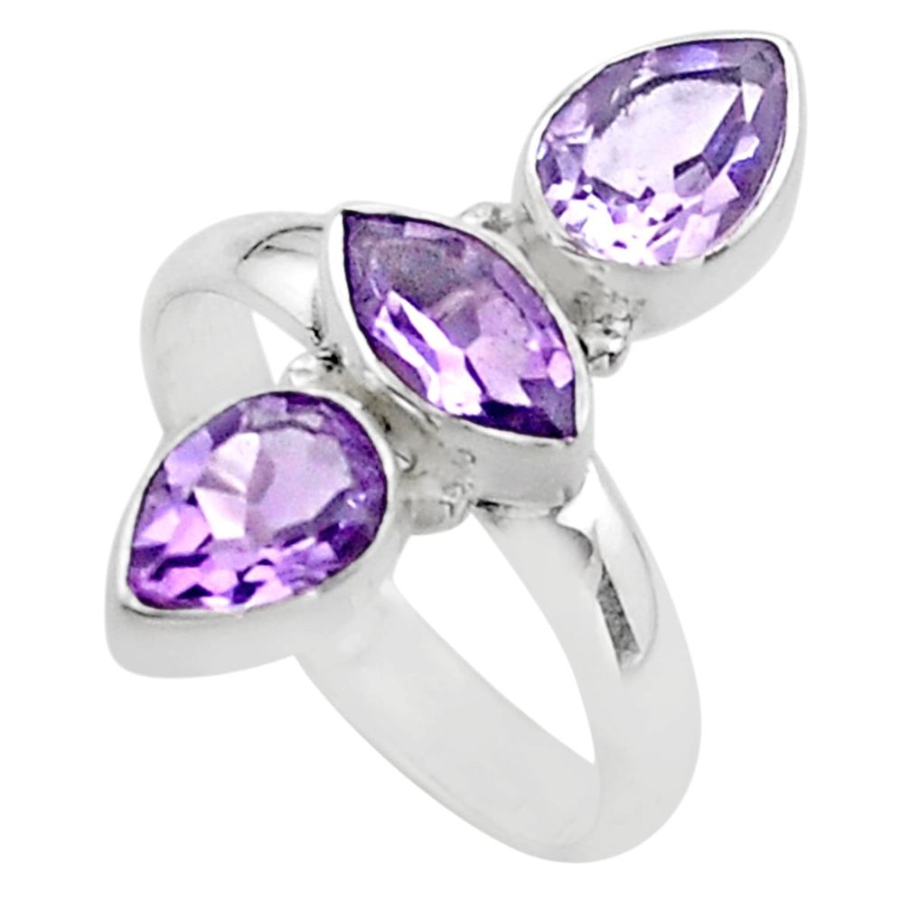 ver 5.43cts 3 stone natural purple amethyst ring size 6 t63927