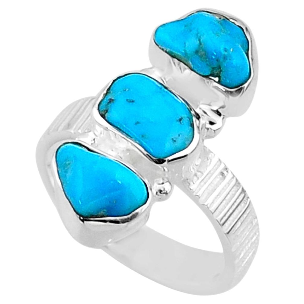 925 sterling silver 11.15cts 8 blue sleeping beauty turquoise ring size 7 r65611