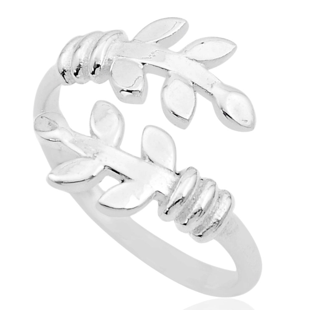 925 sterling silver 2.91gms adjustable olive leaf ring jewelry size 8 u53976