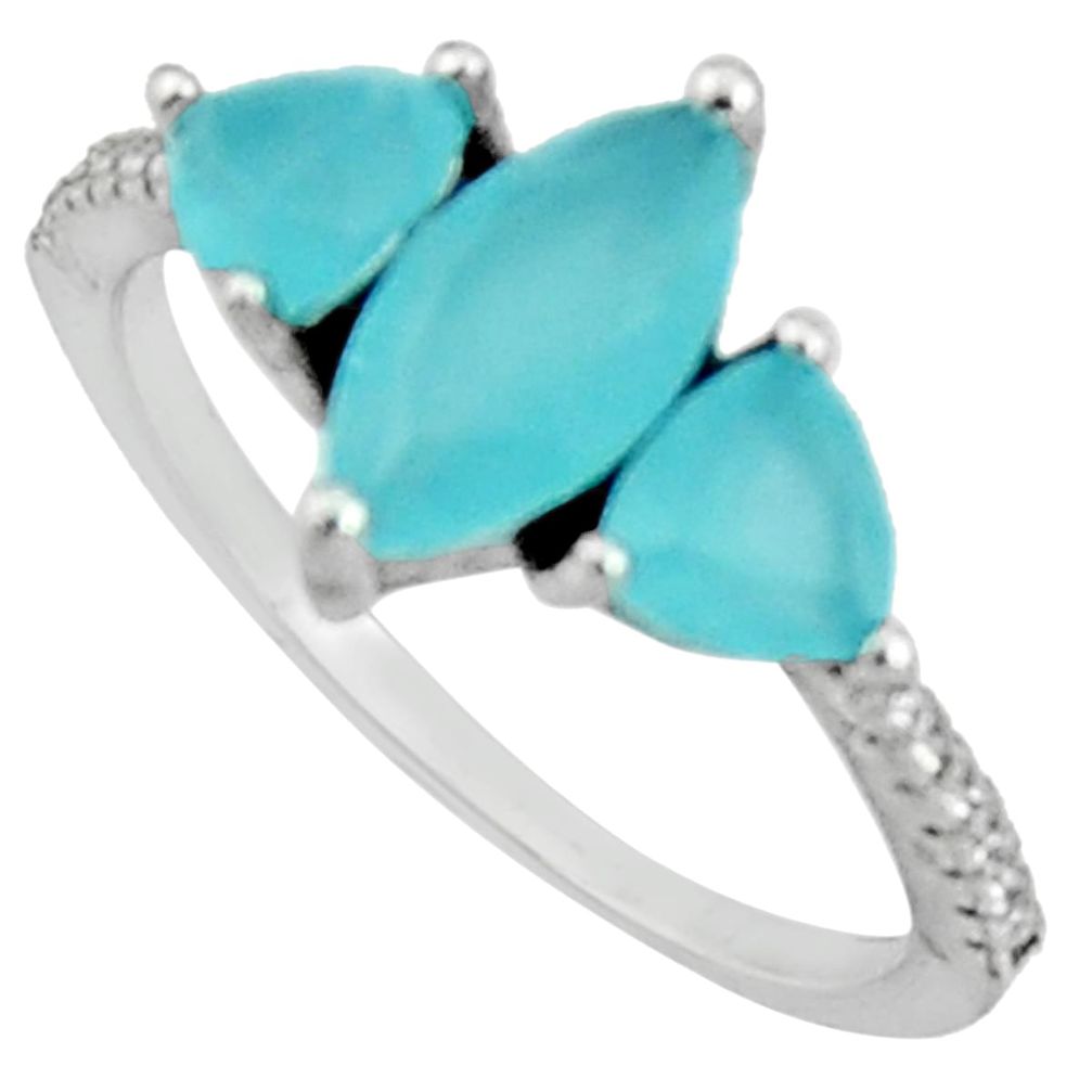 925 sterling silver 2.98cts aqua chalcedony topaz ring size 7 c9416