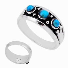 925 sterling silver 1.17cts back closed fine blue turquoise ring size 7.5 n40419