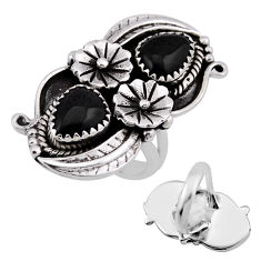 925 sterling silver 5.92cts back closed natural black onyx ring size 6.5 n38575