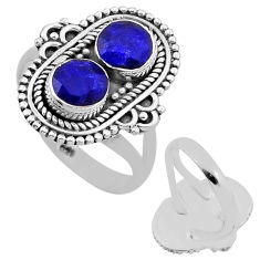 925 sterling silver 2.04cts back closed natural blue sapphire ring size 7 n48571