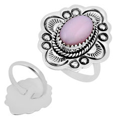 925 sterling silver 3.74cts back closed natural pink opal ring size 5.5 n33919