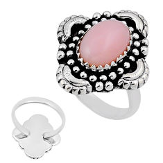 925 sterling silver 4.26cts back closed natural pink opal ring size 6.5 n34817