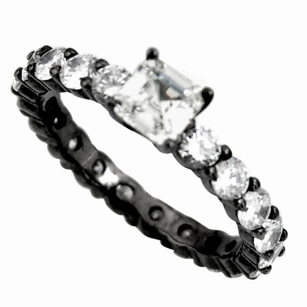 925 sterling silver 3.90cts black rhodium white topaz ring size 8 c9011