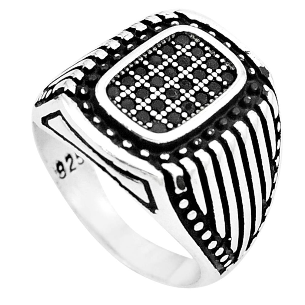 2.11cts black topaz round 925 sterling silver mens ring jewelry size 9.5 c11305