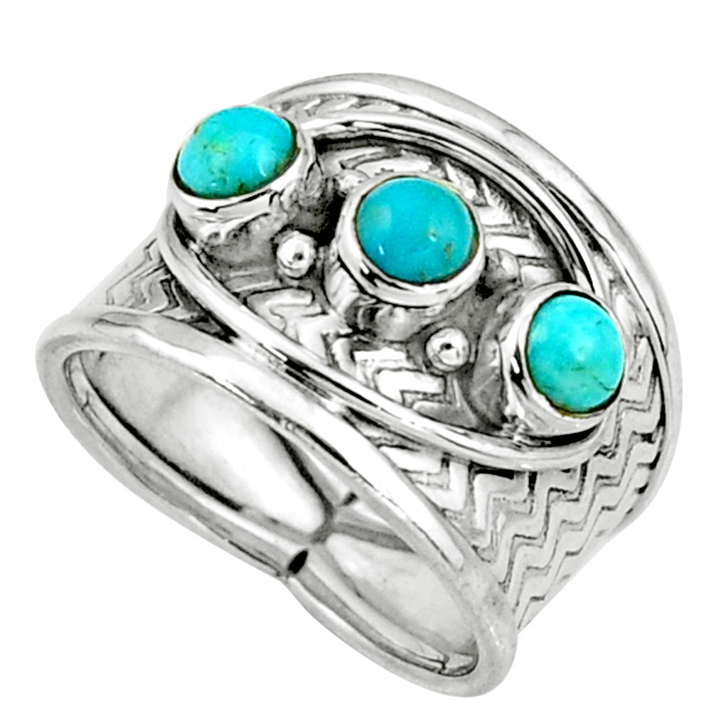 925 sterling silver 1.77cts blue arizona mohave turquoise ring size 7 r38028