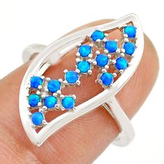 925 sterling silver 0.34cts blue australian opal (lab) round ring size 6 c29047
