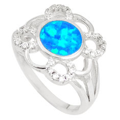 LAB LAB 925 sterling silver 1.81cts blue australian opal (lab) topaz ring size 7 c22995
