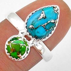 925 sterling silver 5.08cts blue green copper turquoise ring size 8 u84038