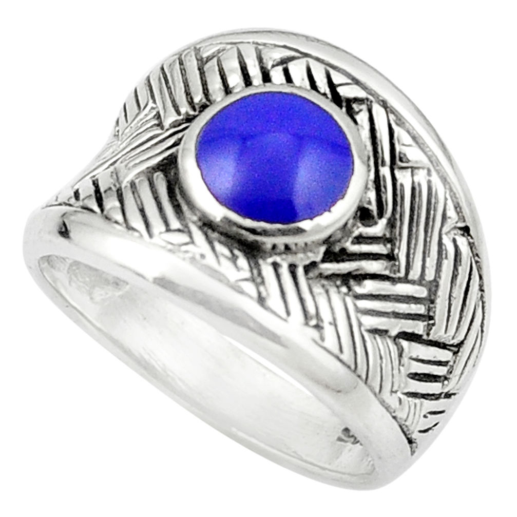 925 sterling silver blue lapis lazuli enamel ring jewelry size 7.5 c12165