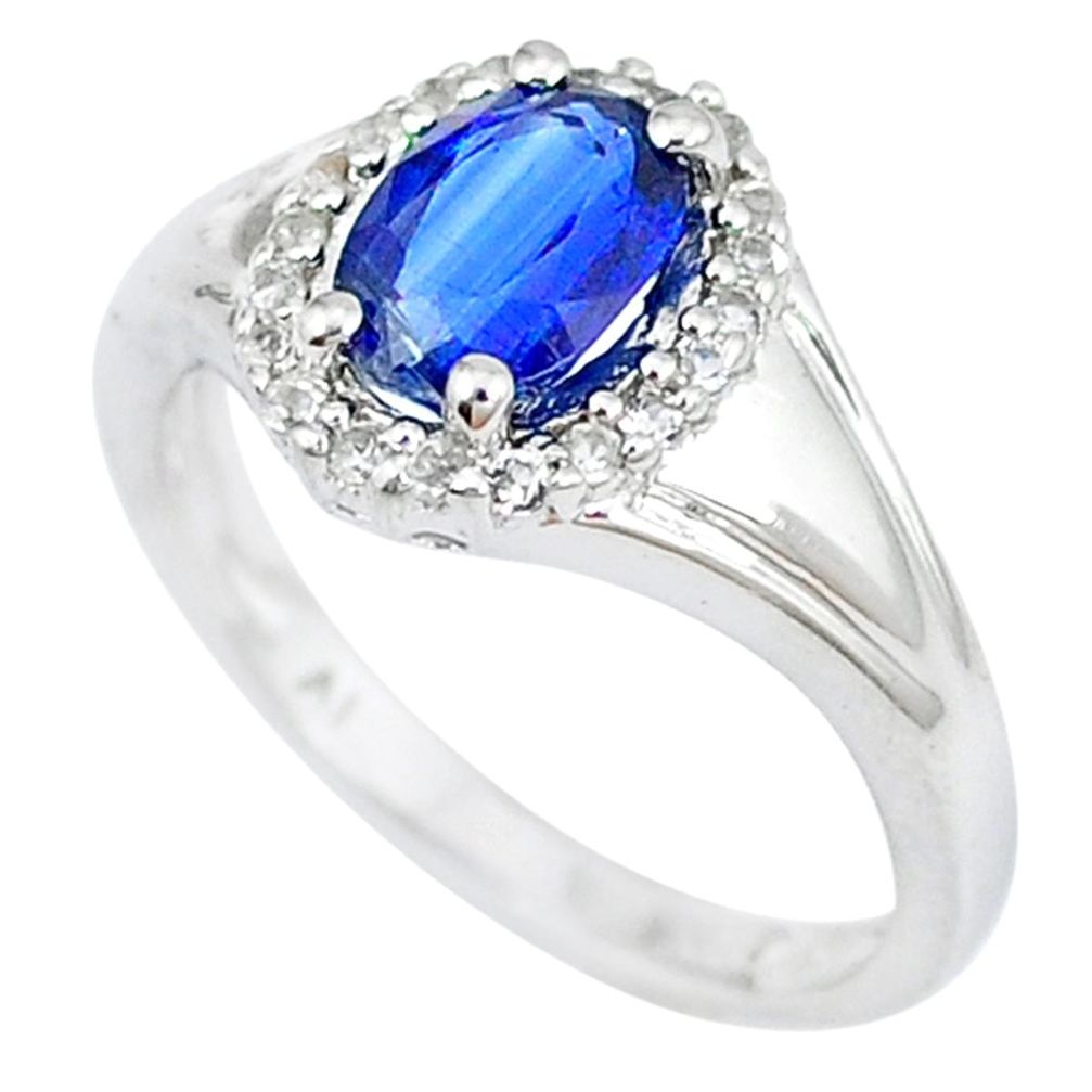 925 sterling silver blue sapphire quartz white topaz ring size 7.5 c20583