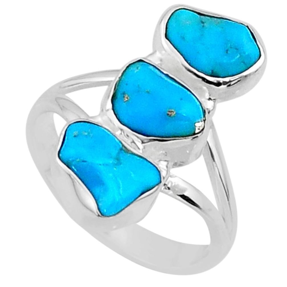 925 sterling silver 9.83cts blue sleeping beauty turquoise ring size 7 r65615