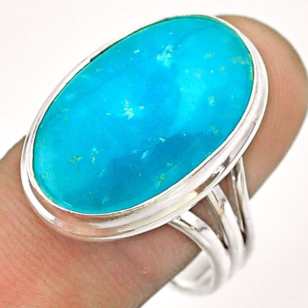 925 sterling silver 15.85cts blue smithsonite oval ring jewelry size 10 t54319