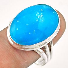 925 sterling silver 15.47cts blue smithsonite oval ring jewelry size 9.5 t54310