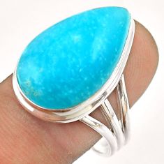 925 sterling silver 17.20cts blue smithsonite pear ring jewelry size 10 t54313
