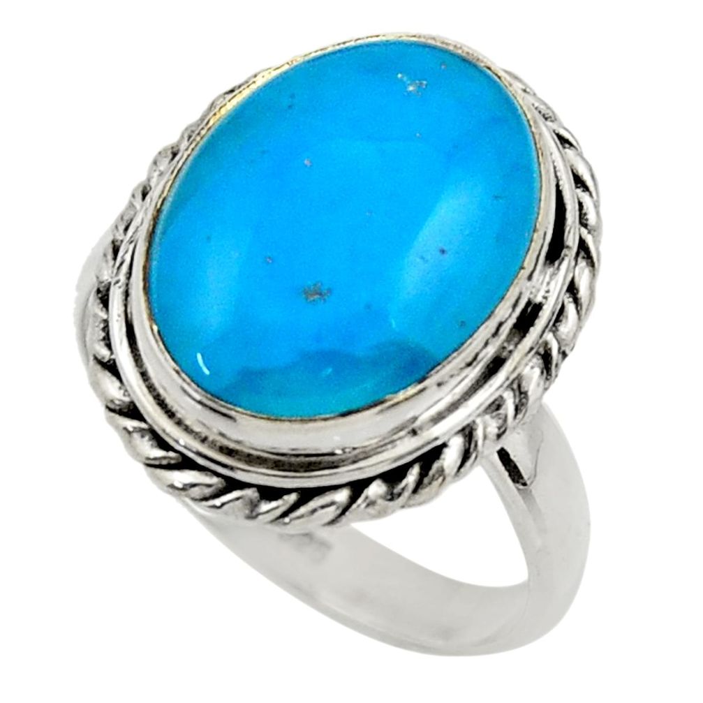 925 sterling silver 10.70cts blue smithsonite solitaire ring size 8.5 r28484