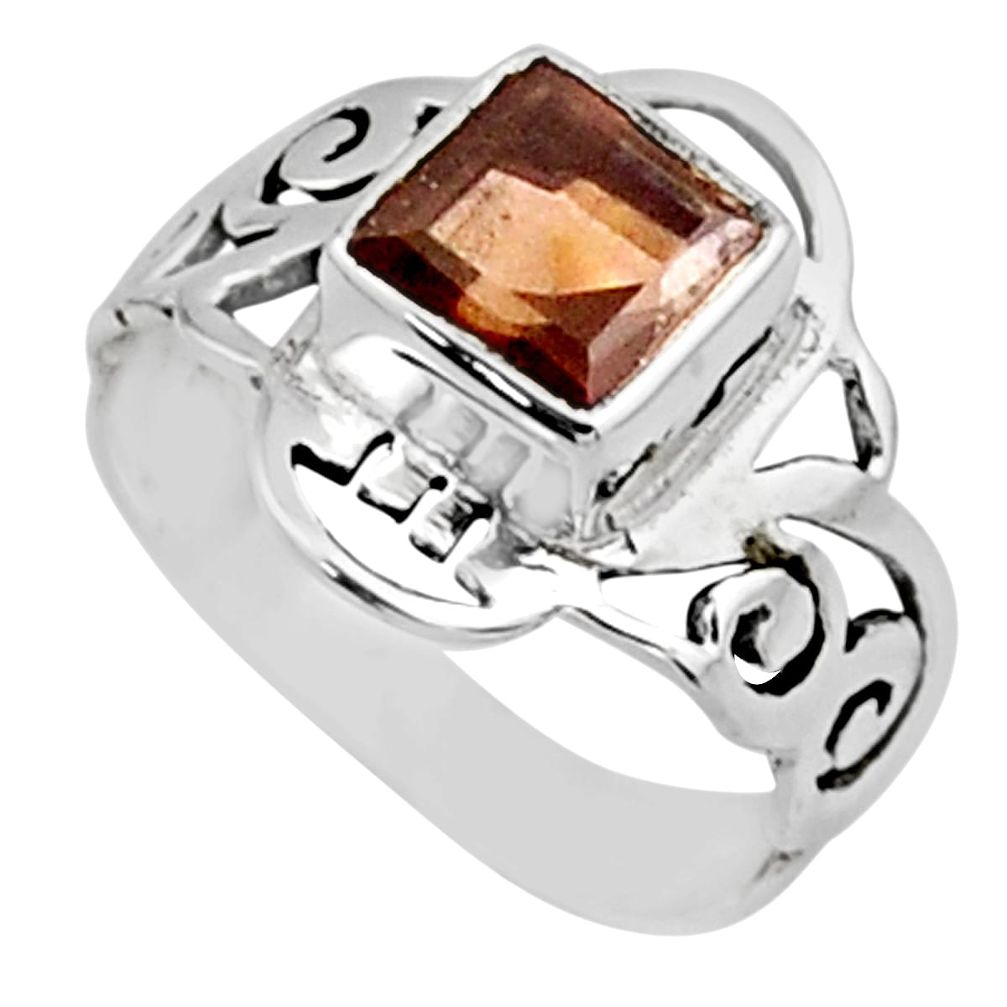 925 sterling silver 2.71cts brown smoky topaz solitaire ring size 7 r54429
