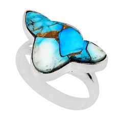 925 sterling silver 9.23cts bull kingman ice blue dahlia ring size 8 n30216