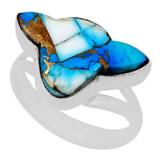 925 sterling silver 9.61cts bull kingmen ice blue dahlia ring size 8 n29803