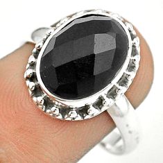925 sterling silver 4.99cts checker cut natural black onyx ring size 8.5 u24491