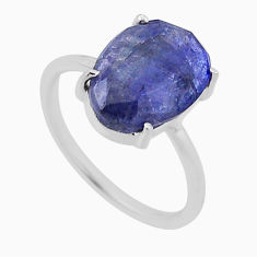 925 sterling silver 5.81cts checker cut natural blue kyanite ring size 7 n48349