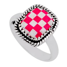 925 sterling silver 4.22cts checker pink white strip opal ring size 8 n39373