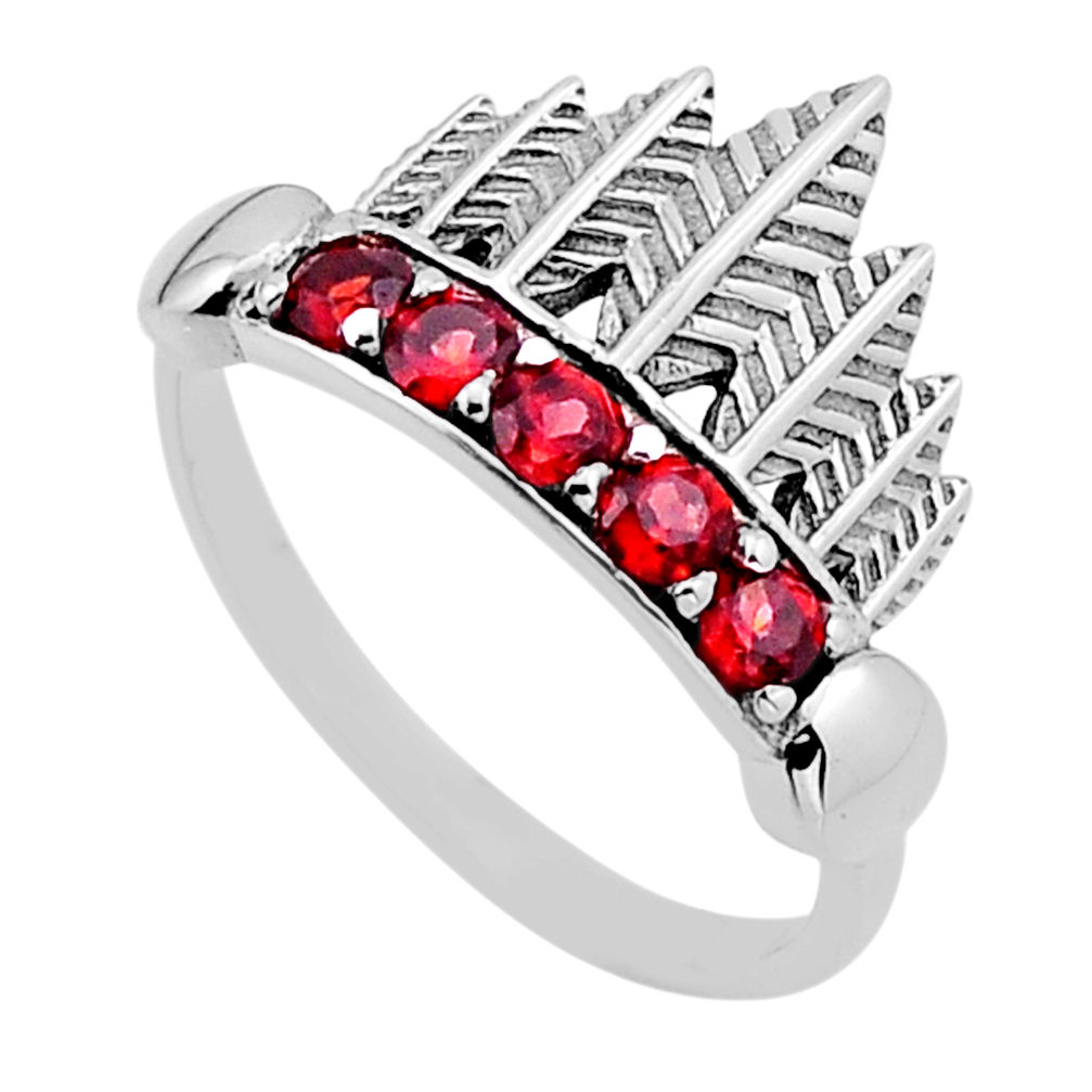 925 sterling silver 2.04cts crown natural red garnet ring jewelry size 8 n54769