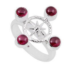 925 sterling silver 2.28cts dharma wheel natural red garnet ring size 8 n28424